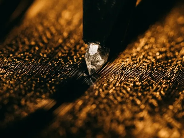 Macro of a stylus tip in a record groove